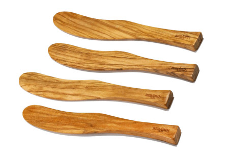 Coffret de 4 tartineurs Bérard fait main en bois d'olivier - 17,5cm