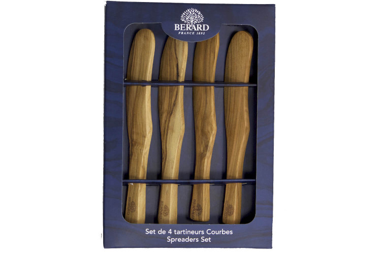 Coffret de 4 tartineurs Bérard fait main en bois d'olivier - 17,5cm