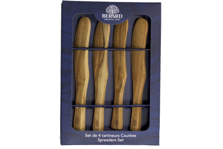 Coffret de 4 tartineurs Bérard fait main en bois d'olivier - 17,5cm