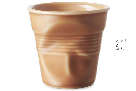 Gobelet froissé à espresso Revol 8cl en porcelaine Terre de Sienne