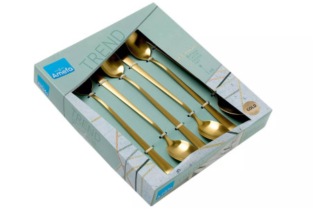 Coffret de 6 cuillères mazagran Amefa Austin inox revêtement PVD