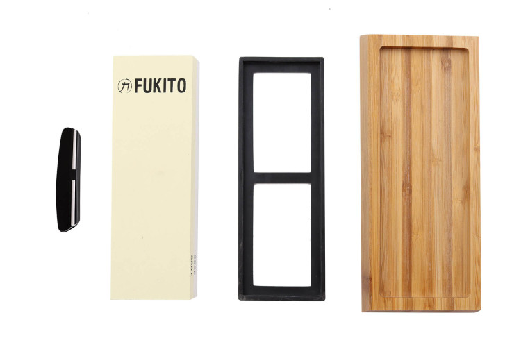 Pierre à aiguiser Fukito double grain 1000/3000 - Socle antidérapant + socle + guide d'affûtage