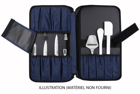 Mallette à couteaux de cuisine Wusaki bleue - 21 emplacements et 1 grande poche