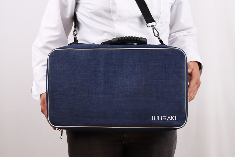 Mallette à couteaux de cuisine Wusaki bleue - 21 emplacements et 1 grande poche