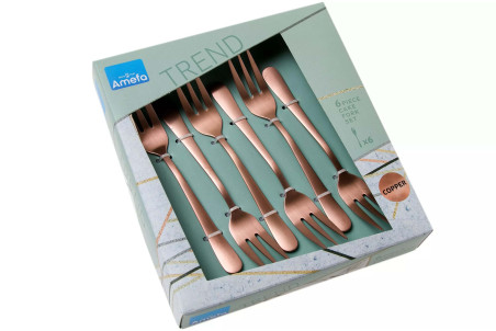 Set de 6 fourchettes à gâteau Amefa Austin tout inox - 14cm