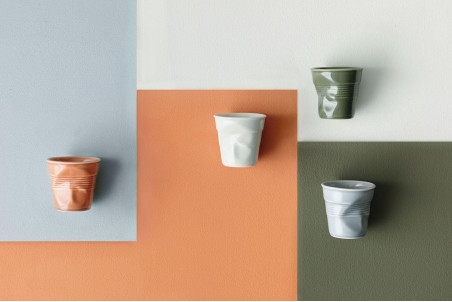Gobelet froissé espresso Revol 8cl en porcelaine Bleu Mistral