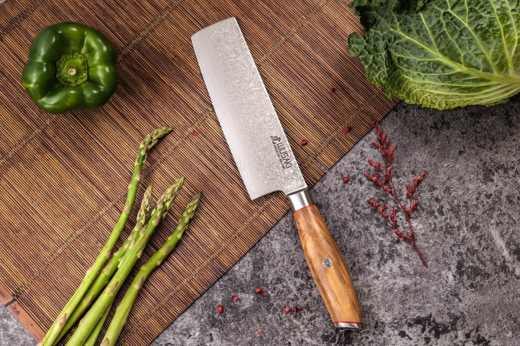 Couteau nakiri 17cm Wusaki  Fujiko 10CR damas