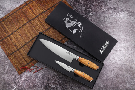 Coffret 2 couteaux Wusaki Fujiko 10CR damas Chef + Office