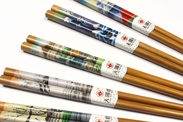 Coffret de 5 paires de baguettes chinoises Kutoyama en bambou - Modèle 1