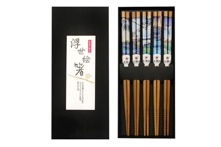 Coffret de 5 paires de baguettes chinoises Kutoyama en bambou - Modèle 2