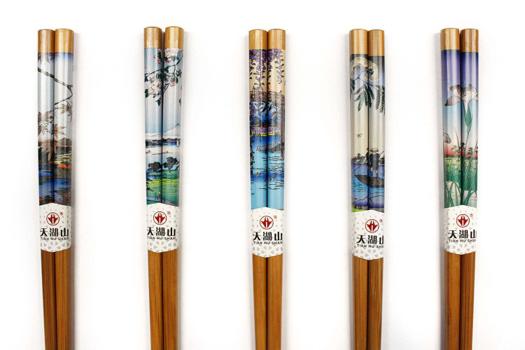 Coffret de 5 paires de baguettes chinoises Kutoyama en bambou - Modèle 2
