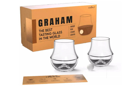 Coffret dégustation alcool Cookut Graham - 2 verres + billes en marbre + guide