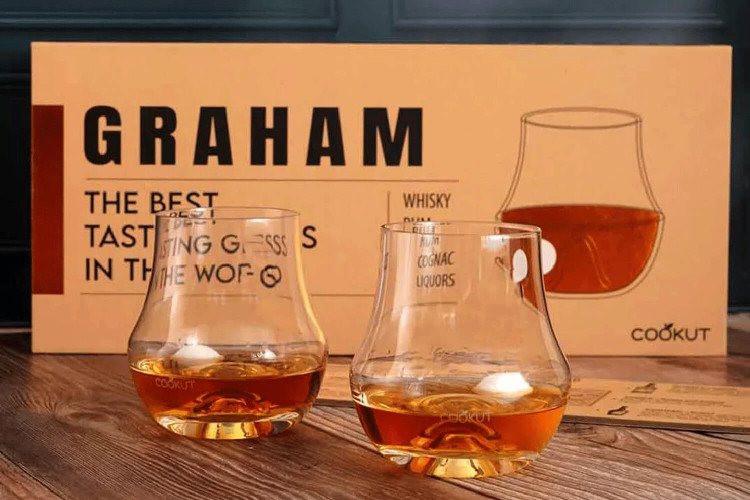 Coffret dégustation alcool Cookut Graham - 2 verres + billes en marbre + guide