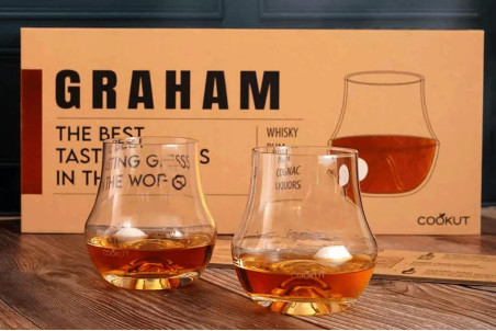 Coffret dégustation alcool Cookut Graham - 2 verres + billes en marbre + guide