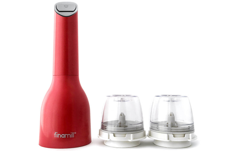 Moulin électrique Finamill PRO Plus rouge - 2 capsules pour broyer
