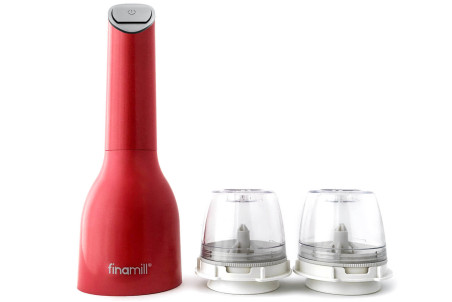 Moulin électrique Finamill PRO Plus rouge - 2 capsules pour broyer