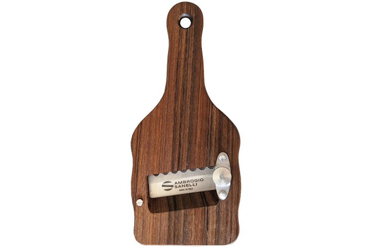 Mandoline à truffe Ambrogio Sanelli en bois d'ovangkol lame dentée inox - 0,2 à 3mm