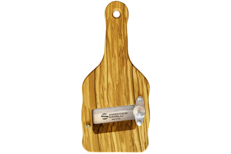 Mandoline à truffe Ambrogio Sanelli en bois d'olivier lame lisse inox dentée - 0,2 à 3mm
