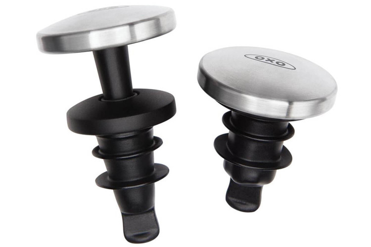 Lot de 2 bouchons à vin OXO avec bouton hermétique en inox