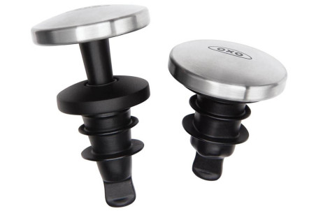 Lot de 2 bouchons à vin OXO avec bouton hermétique en inox