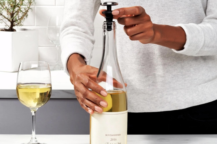 Lot de 2 bouchons à vin OXO avec bouton hermétique en inox