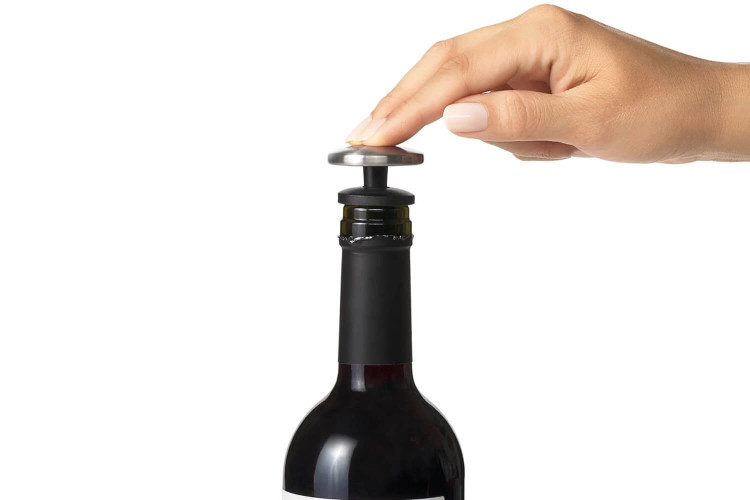 Lot de 2 bouchons à vin OXO avec bouton hermétique en inox