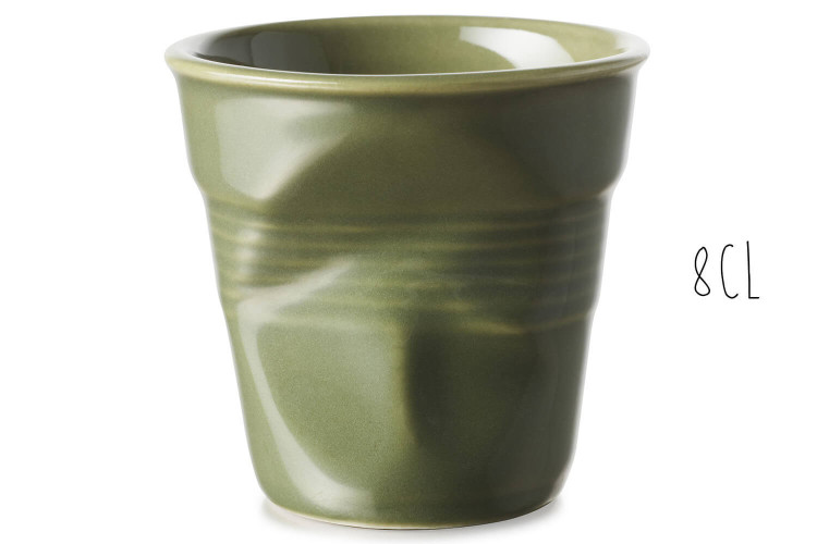 Gobelet froissé à espresso Revol 8cl en porcelaine Vert Garrigue