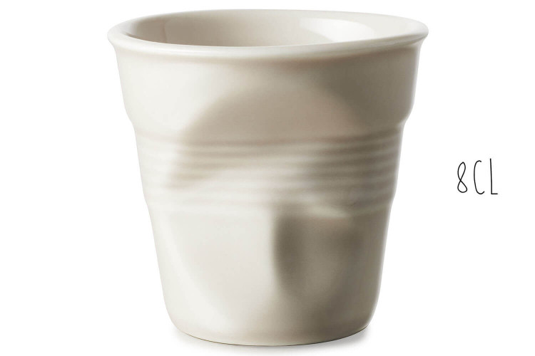 Gobelet froissé à espresso Revol 8cl en porcelaine Gris Galet
