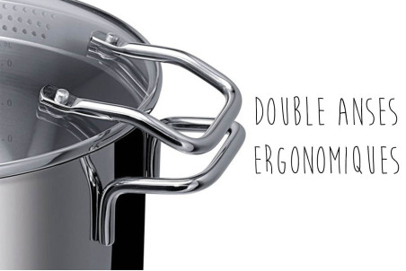 Faitout Beka Emporo inox 18/10 24cm avec couvercle passoire