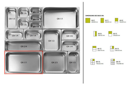 Bac gastronorme inox GN 1/1 Hendi Kitchen Line - 14 Litres