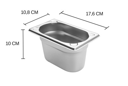 Bac gastronorme inox GN 1/9 Hendi Kitchen Line - 1 Litre