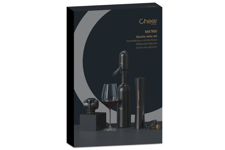 Coffret sommelier Cheer Moda Matrix - Tire-bouchon électrique et accessoires