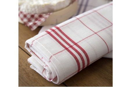 Torchon à carreaux rouges Tissage de l'Ouest Hugo conçu en France