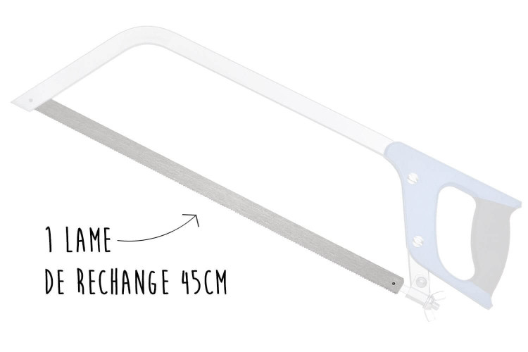 Lame en acier carbone pour scie de boucher manche PP bleu - 45cm