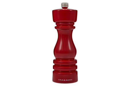 Moulin à sel manuel Cole & Mason London en bois de hêtre rouge gloss 18cm