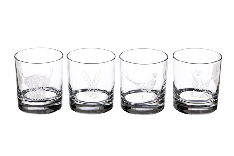 Set de 4 verres à whisky Selbrae House 34cl - Motif animaux