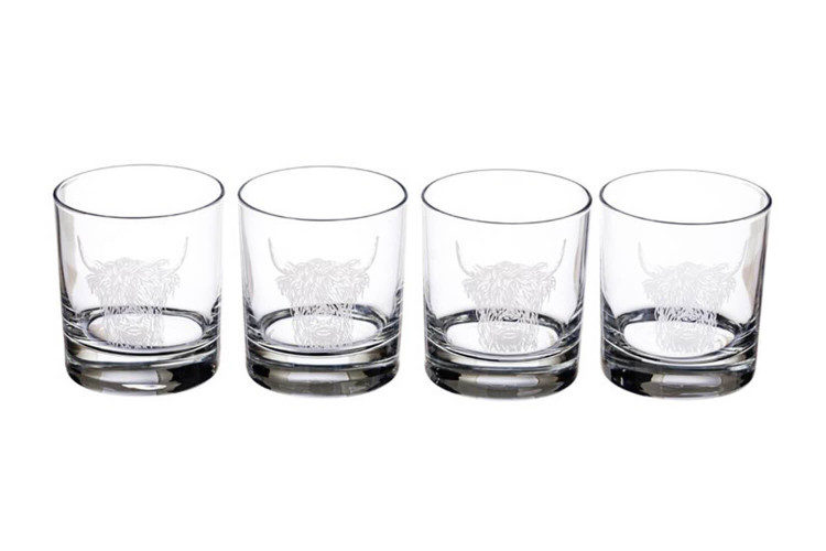 Set de 4 verres à whisky Selbrae House 34cl - Motif vache