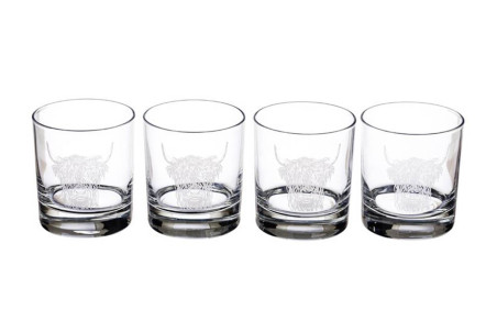 Set de 4 verres à whisky Selbrae House 34cl - Motif vache