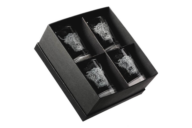 Set de 4 verres à whisky Selbrae House 34cl - Motif vache