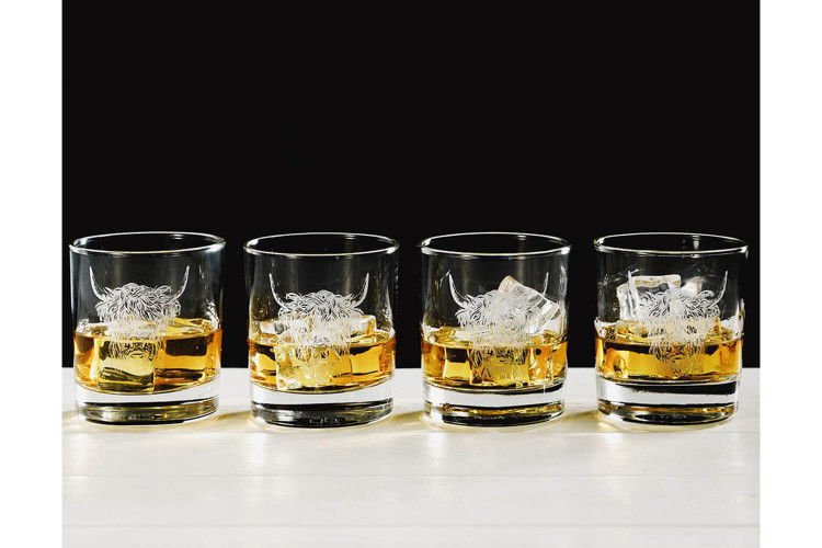 Set de 4 verres à whisky Selbrae House 34cl - Motif vache