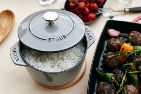 Cocotte à riz Staub Gohan ronde en fonte émaillée gris graphite