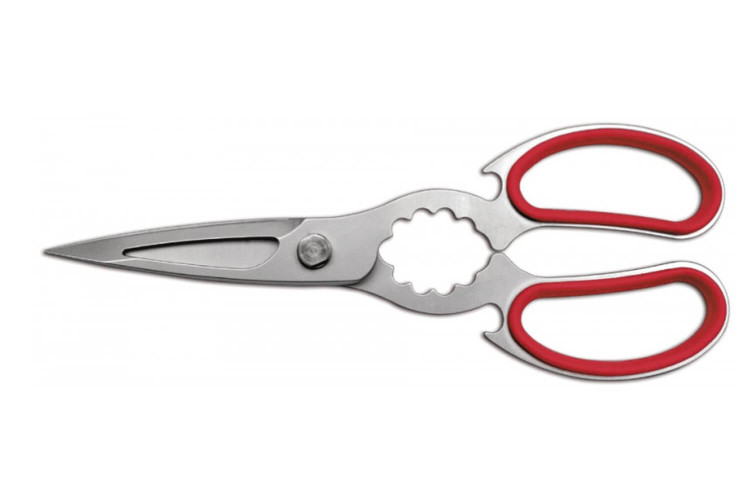 Ciseaux de cuisine inox Ambrogio Sanelli 21cm poignées soft touch rouges