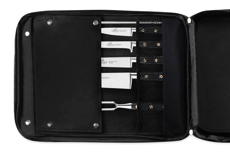 Sac à dos pour ustensiles Sabatier Chef 4 couteaux de cuisine français + 14 ustensiles