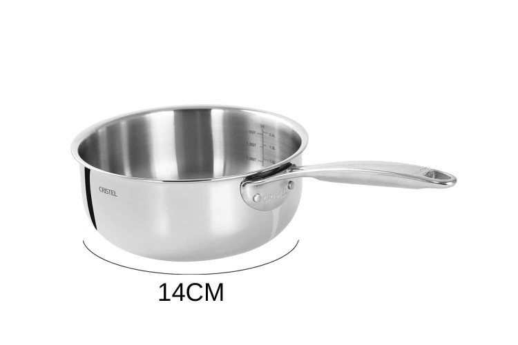 Casserole saucière Cristel Castel'Pro conception 5 ply en inox 18/10