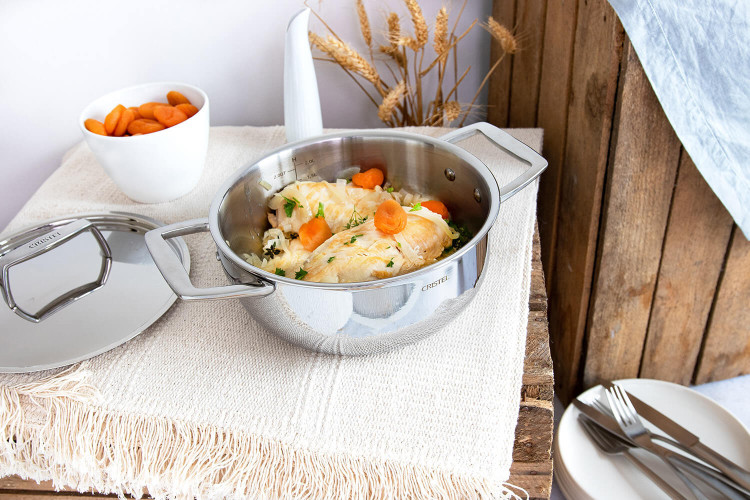 Faitout en inox 18/10 Cristel Castel'Pro conception 5 ply + couvercle inox