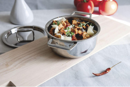 Mini faitout en inox 18/10 Cristel Castel'Pro conception 3 ply + couvercle inox