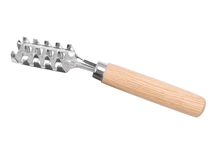 Écailleur à poisson japonais en acier inox 18cm - Manche ergonomique en bois