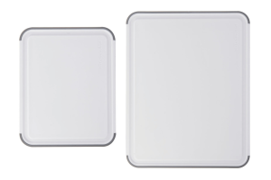 Lot 2 planches à découper antidérapantes Kitchen Aid réversibles en polypropylène blanc