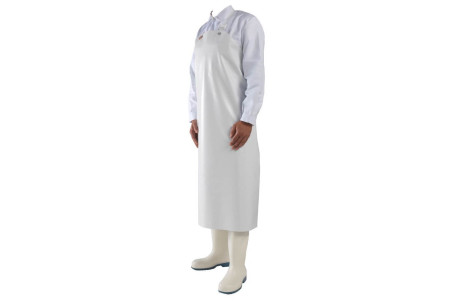 Tablier de cuisine professionnel Manulatex Yankee 35 en vinyle blanc - 90x115cm
