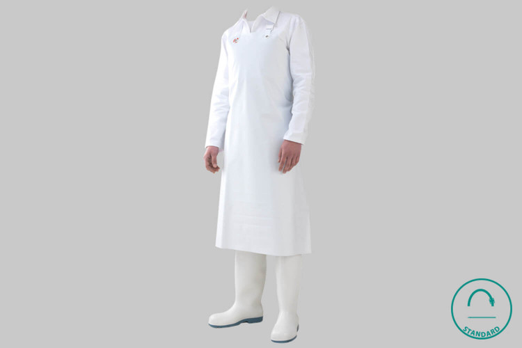 Tablier de cuisine professionnel Manulatex Yankee 35 en vinyle blanc - 90x115cm